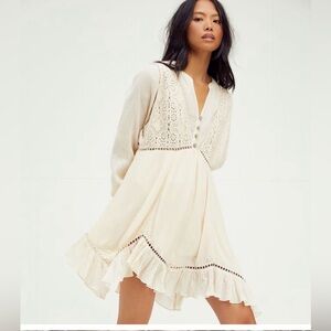 Free People Freya Mini Dress, 2 piece set, NWT Cream